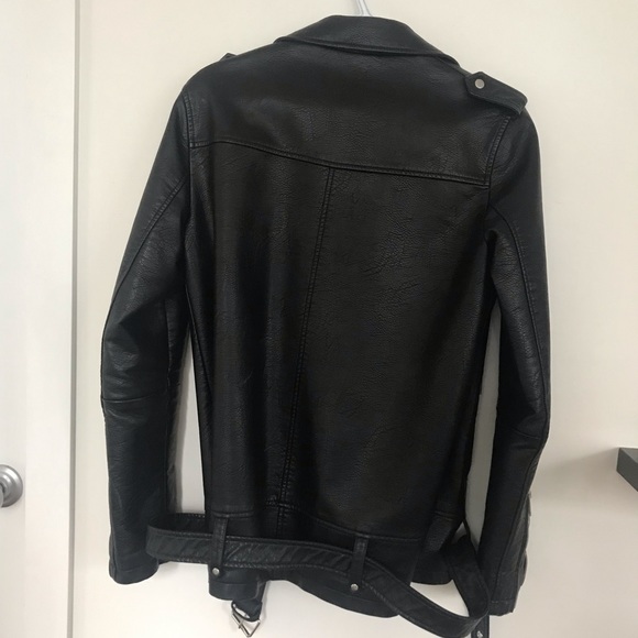Zara Basic Oversized Faux Leather Moto Jacket Size M - Picture 6 of 7